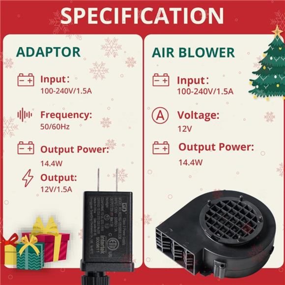 Replacement 1A Air Blower, 1.5A Adapter Replacement Fan Blower, 3 LEDs Bulbs Set - Picture 5 of 7